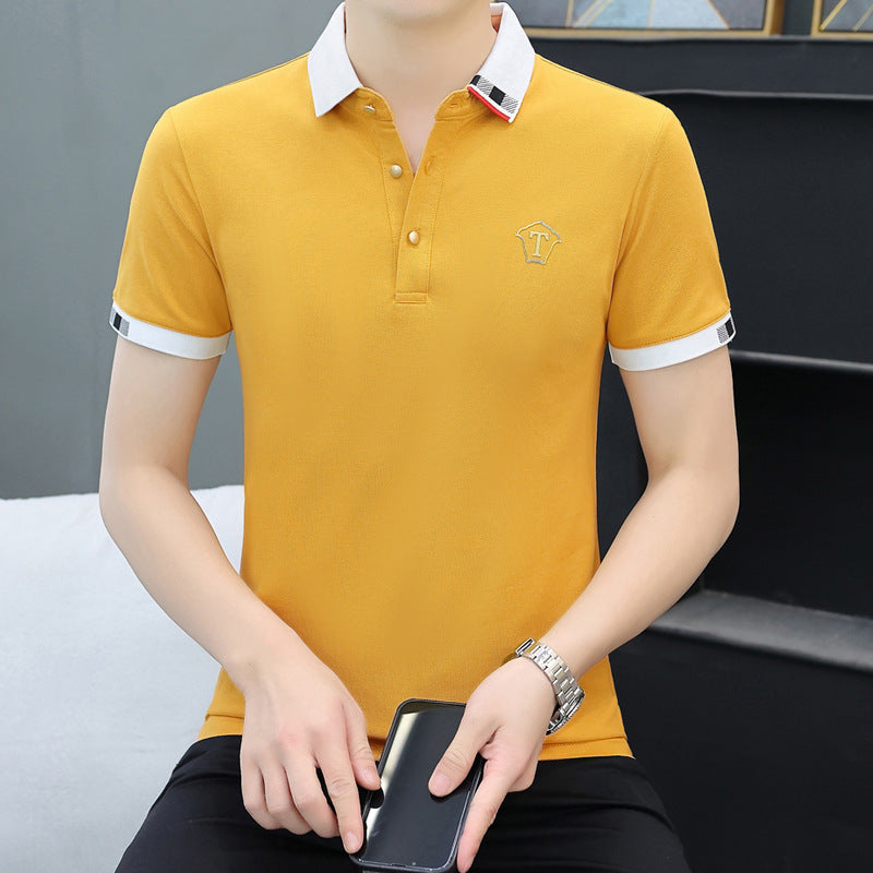 New Pearl Cotton Short-Sleeved Polo Shirt Men's Business Casual Half-Sleeved Men's T-shirt Men's Work Clothes Wholesale