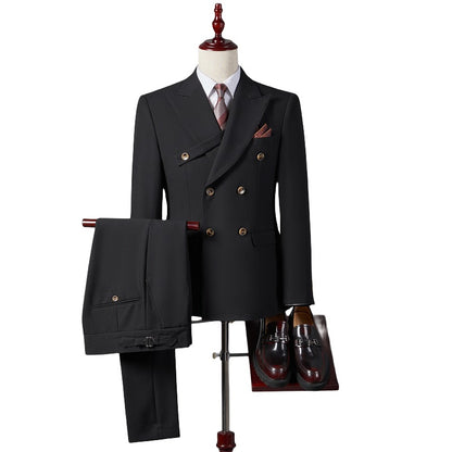 LOVECCR   Suit Suit Men's Wedding Dress Slim-Fit Solid Color Double-Breasted Three-Piece Suit Suit Men's Suits Four Seasons Formal Wear Fashion