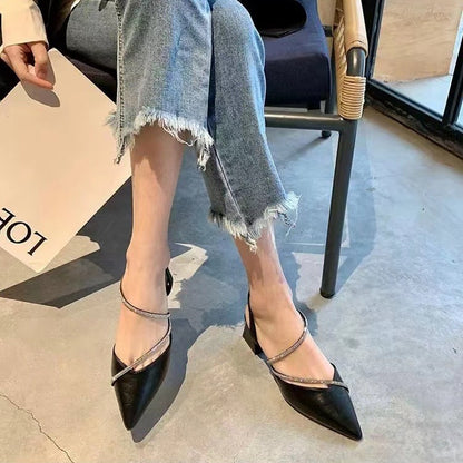 loveccr  Beautiful  New Sandals Women's Chunky Heel  Summer High Heels Closed Toe Shoes Pointed Toe Pumps Women's Classy Shoes