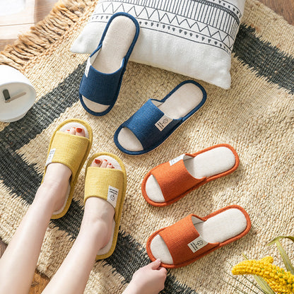 Spring and Summer New Linen Slippers Indoor Home Leisure Non-Slip Couple Slippers Home Women's Slippers Wholesale