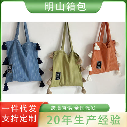 loveccr Processing Customized Thai Tassel Cloth Bag Cross-Border New Arrival Special-Interest Design Literary Shoulder Bag Idle Style Versatile Handheld