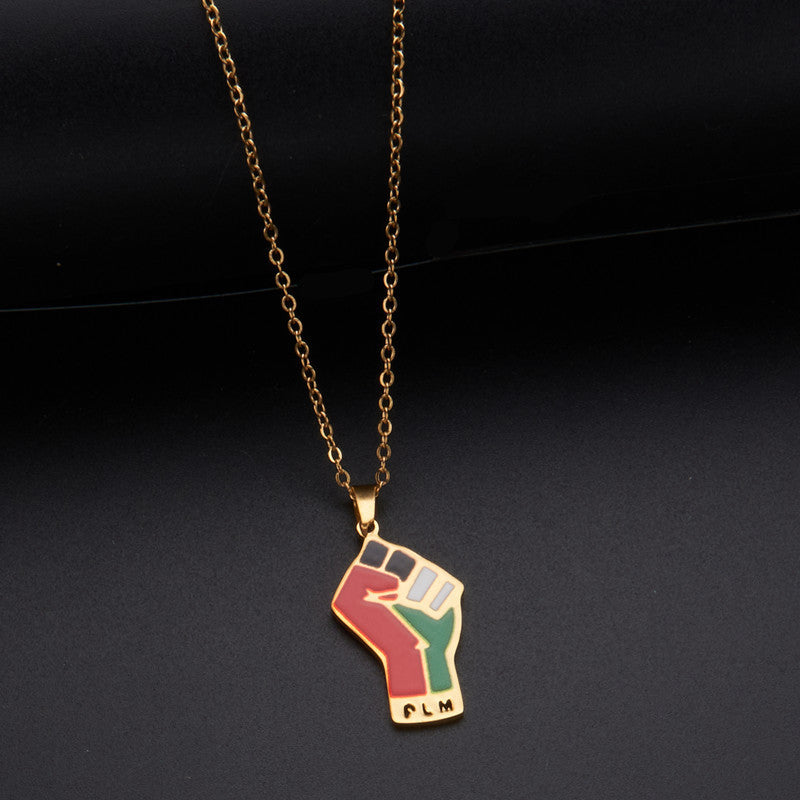 LOVECCR Hot Sale Cross-Border Dripping Oil Vintage Palestine Map Pendant Necklace Stainless Steel Fashion Personalized Pendant