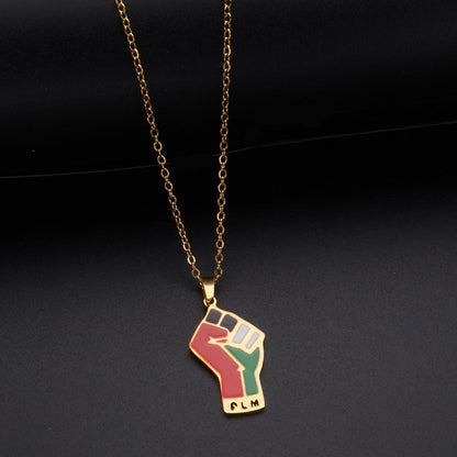 LOVECCR Hot Sale Cross-Border Dripping Oil Vintage Palestine Map Pendant Necklace Stainless Steel Fashion Personalized Pendant