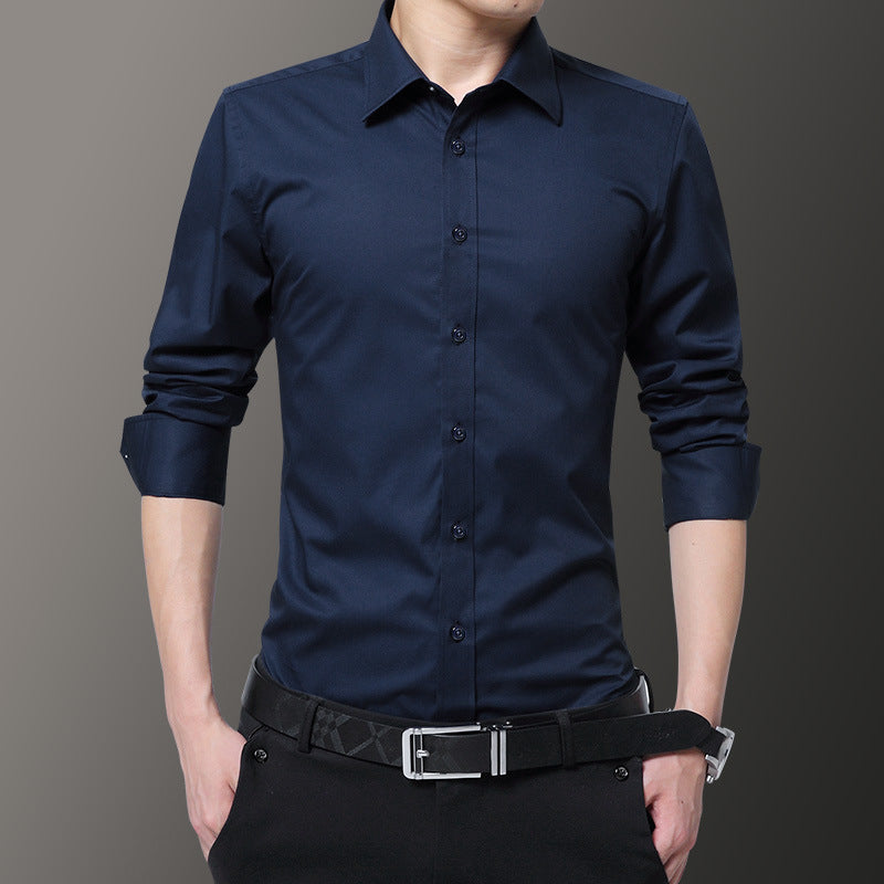 Long Sleeve Shirt Men's Korean-Style Slim Fit Spring and Autumn Clothes Handsome Male Gray Shirt Trendy Casual Formal Wear Shirt