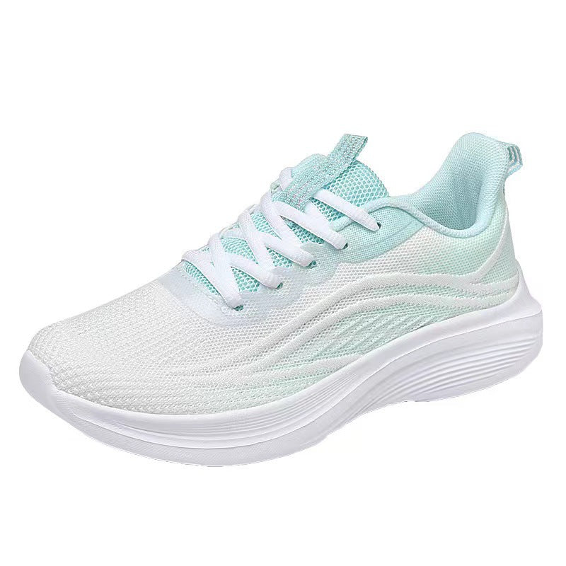 loveccr Flying Woven Women's Shoes Spring  Mesh Sneaker Soft Bottom Lightweight Student Running Shoes Breathable Casual Shoes Cross-Border