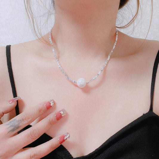 Small Pieces of Silver Pearl Necklace Korean Style Silver Temperamental Minority Design Short Pearl Necklace Non-Fading Female Necklace Wholesale