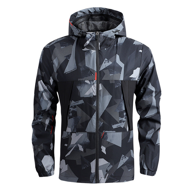 Cross-Border Men's Spring and Autumn Mountaineering Jacket Thin Casual Quick-Drying Windbreaker Outdoor Sports Hooded Jacket