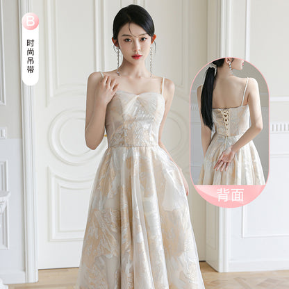 LOVECCR Champagne Bridesmaid Dress Women's  New Spring  Evening Dress Fairy Sisters Group Senior Niche Long