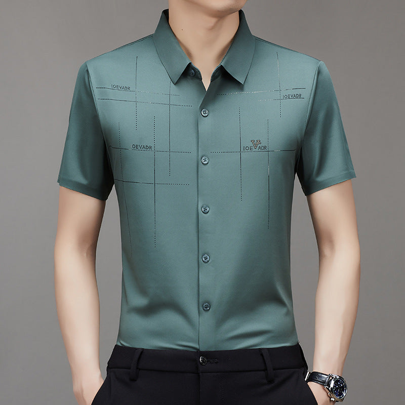 Summer New TikTok Same Style Men's Short-Sleeved Shirt Business Seamless Shirt