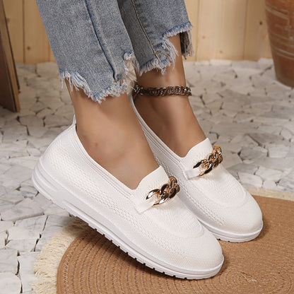 loveccr Loafers Women's  Spring/Summer New Fly Woven Mesh Breathable Shoes Women's Cross-Border plus Size round Toe Shallow Mouth Sneakers Women