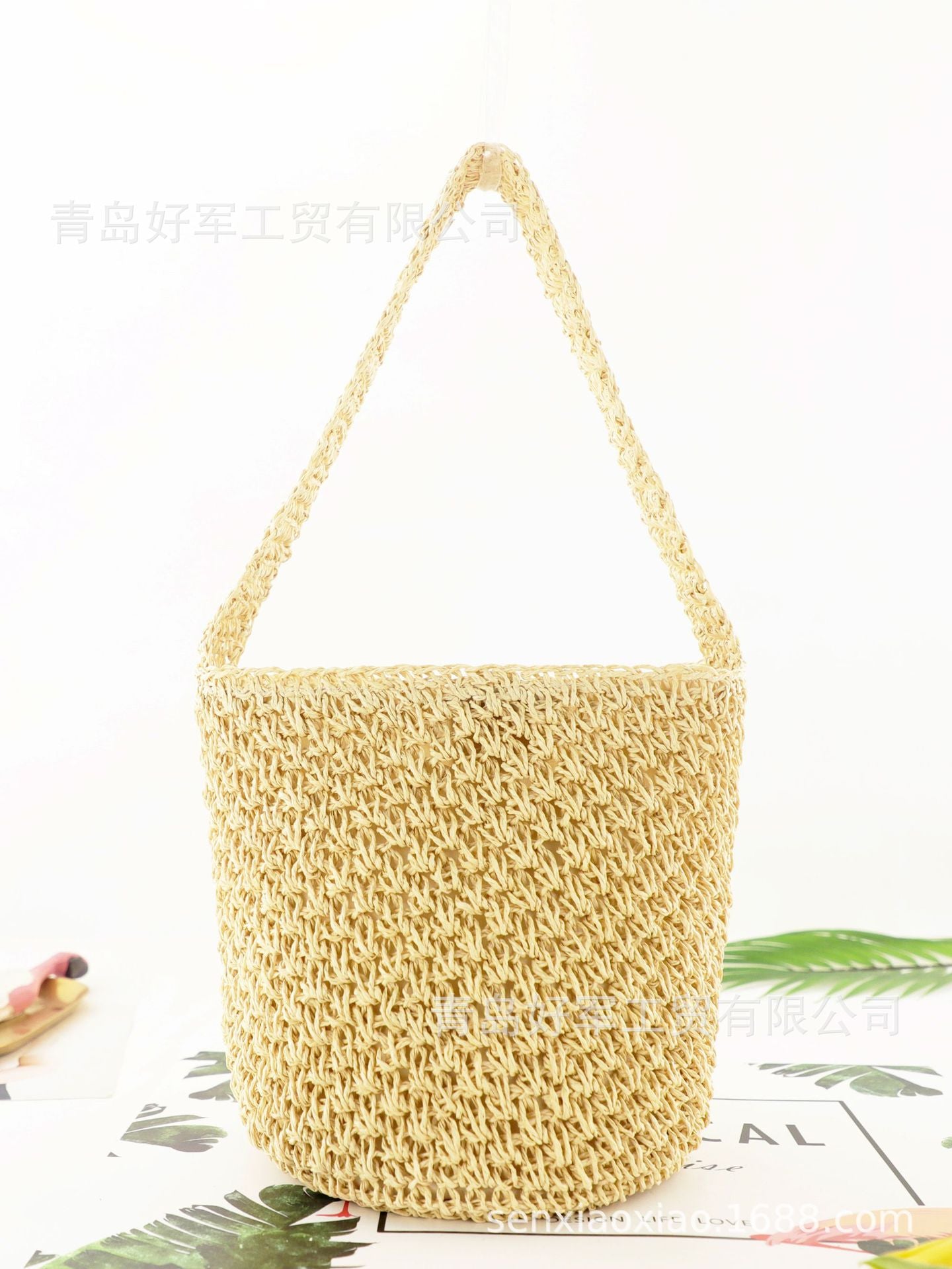 loveccr INS New Hollow-out Monofilament Paper-String Woven Bag Fashion Shoulder Straw Bag Casual Women's Bag Beach Bag