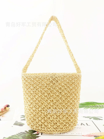 loveccr INS New Hollow-out Monofilament Paper-String Woven Bag Fashion Shoulder Straw Bag Casual Women's Bag Beach Bag