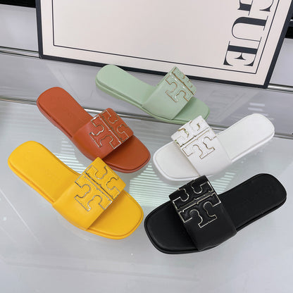 TB Slippers Women's  Summer New Slippers Beach Casual HOT and NEW Cross Border Leather Sandals Slippers