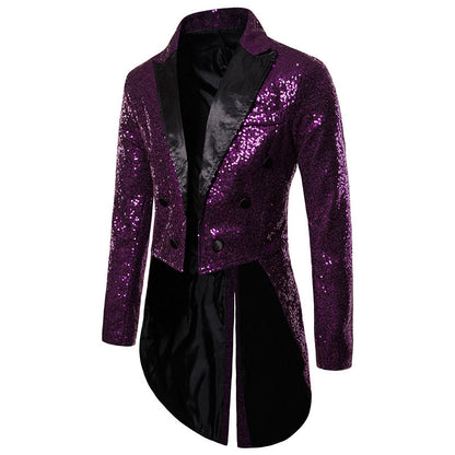 LOVECCR   Cross-Border Foreign Trade Men's Suit Swallowtail Banquet Nightclub Performance Sequin Fashion Design Men's Jacket