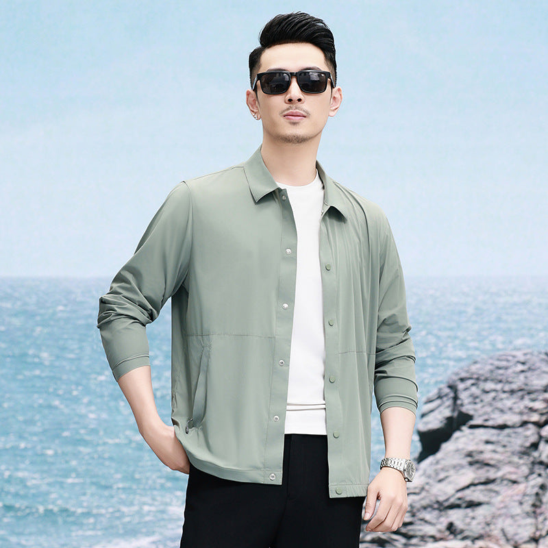 High-End Sun Protection Jacket Summer Outdoor UV-Proof Quick-Drying Non-Ironing Men's Lightweight Cloud Sense Simple Casual Jacket