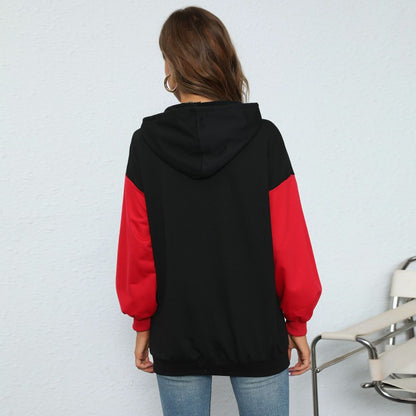 LOVECCR New popular autumn contrasting color hoodie 2025 letter printing casual sports hooded sweater women