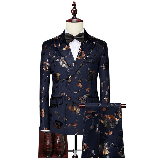 LOVECCR   Men's Dress Suit Set Three-Piece Set Host Wedding Dress