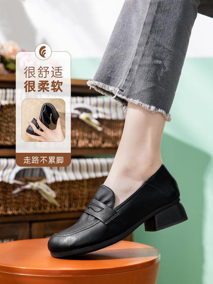 loveccr  Spring and Autumn Middle-Aged Brand Soft Bottom Mom Shoes Genuine Leather Mid-Comfortable Women's Shoes Middle-Aged and Elderly Heel Shoes Leather Shoes Non-Slip