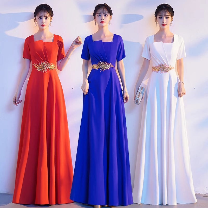 LOVECCR  Red Chorus Group Costume Female Dress Modern Elegant Graceful Chorus Costume Summer Long Evening Dress