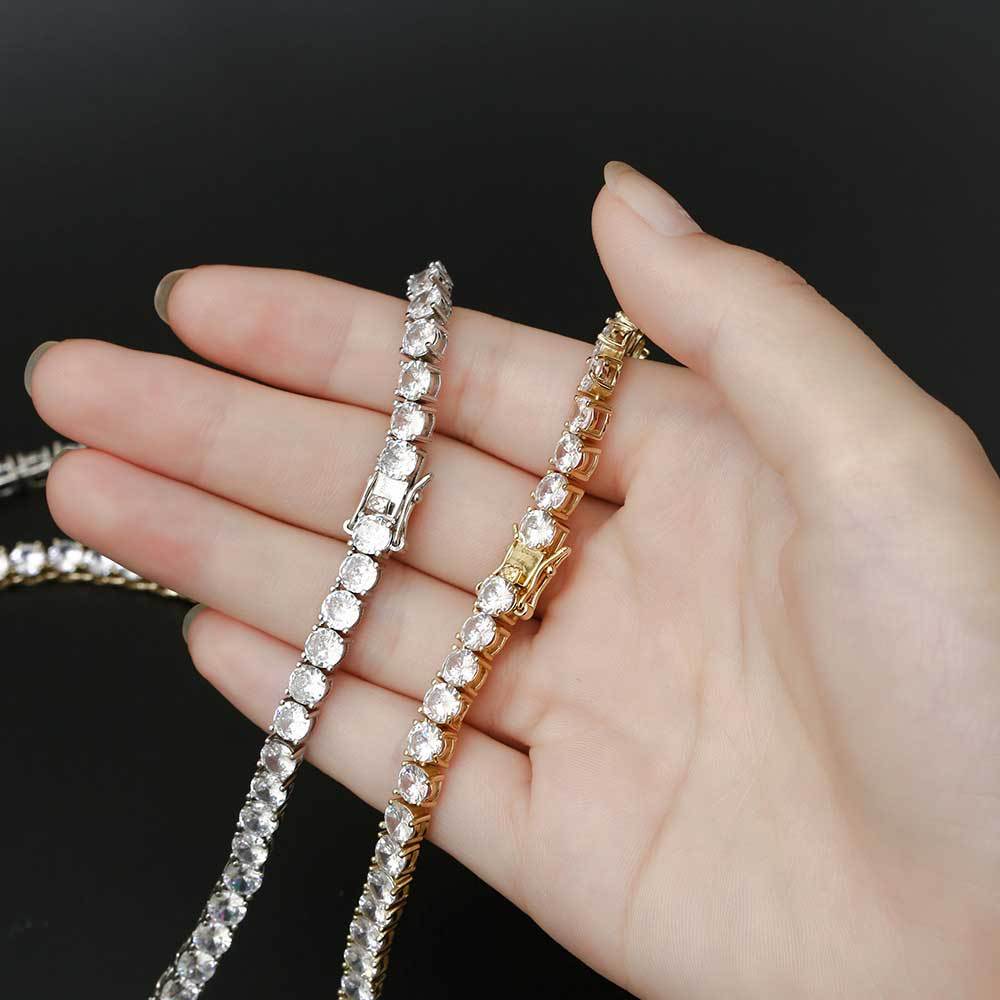 LOVECCR Cross Border Hip Hop Tennis Chain Zircon Necklace Ornament Female Hot Sale Accessories High Sense Men's Necklace Wholesale