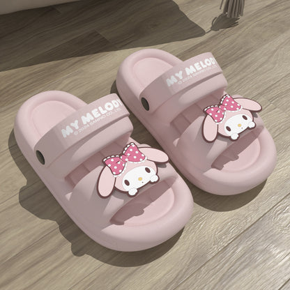 New Sanrio Cinnamoroll Babycinnamoroll Sandals Women's Summer Home Cartoon Soft Bottom Non-Slip Drooping Sandals Can Be Worn outside