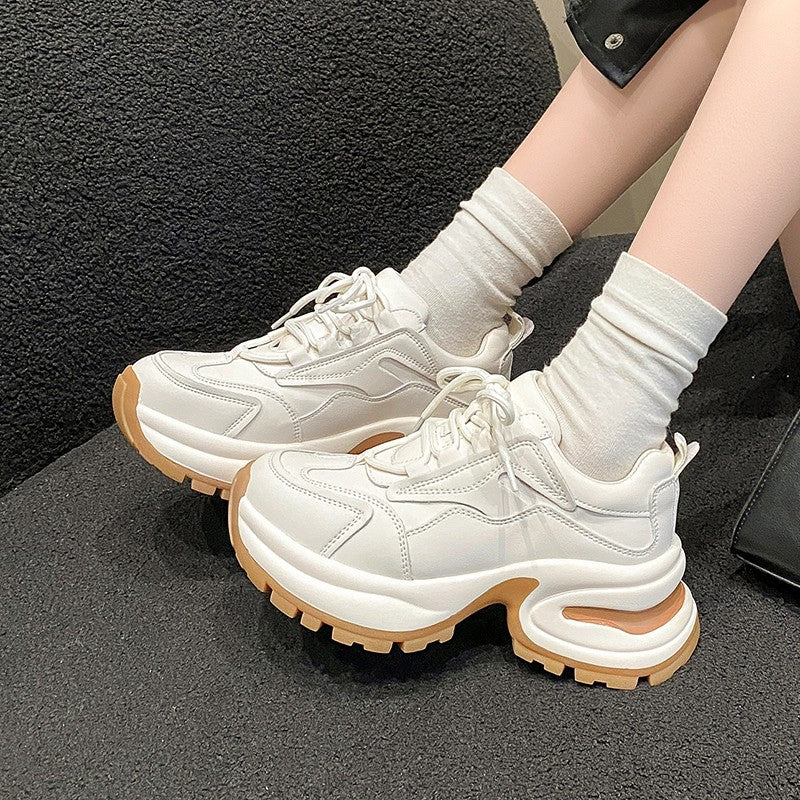 loveccr Thick Bottom Heightened Daddy Shoes Women's Spring  New Korean Style Fashion All-Match Casual Sneaker Women's Delivery