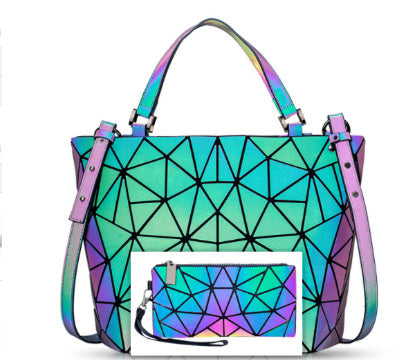 loveccr Cross-Border Bag  Three-Piece Handbag Fashion All-Match Shoulder Messenger Bag Geometric Luminous Bucket Bag