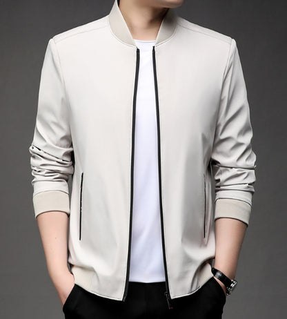 Spring New Middle-Aged Men's Business Casual Baseball Collar Jacket Jacket All-Matching Men's Clothing Dad Jacket