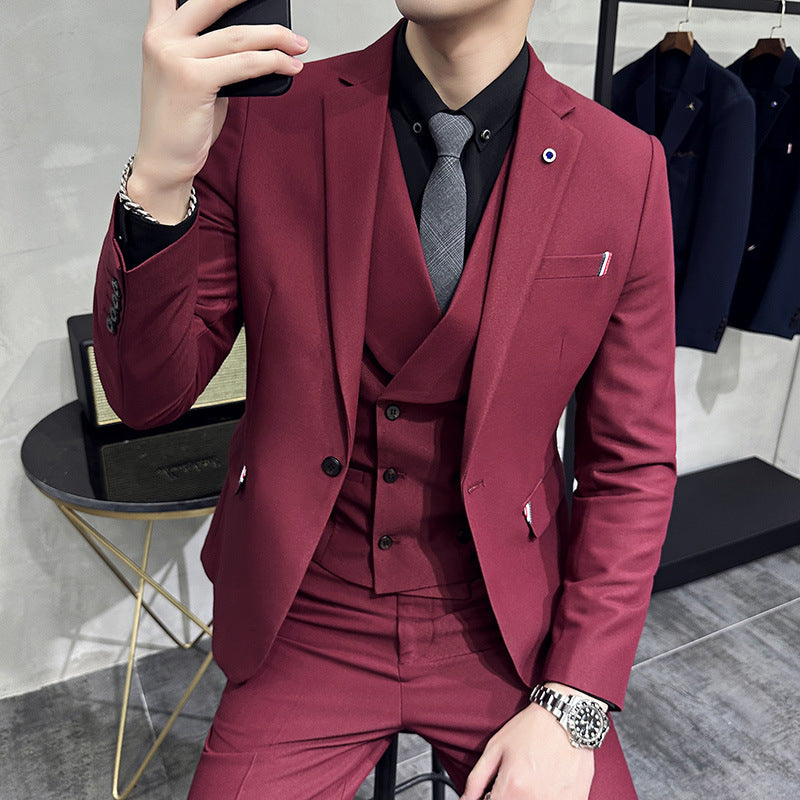 New British Style Suit Men's Suit Slim Fit Small Business Suit Business Formal Wear with Groom Wedding Suit Leisure Suit