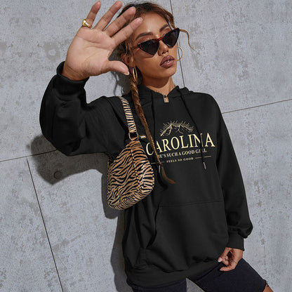 LOVECCR popular new autumn and winter leisure sports hoodie South East Asia New Popular trade women's letter-printed hooded sweater