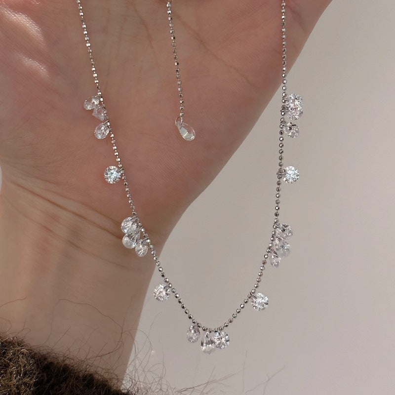 S925 Sterling Silver Sparkling Star River Bright Loose Diamond Starry Necklace Super Fairy Star Drop Pendant Full Diamond Clavicle Chain