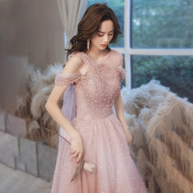 LOVECCR  Pink Evening Dress  Spring New Banquet Temperament Socialite Birthday Catwalk Fairy New Year's Day Party Evening Dress