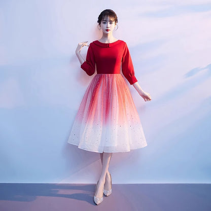 LOVECCR Chorus Costume Female Student Poetry Recitation Clothing Adult Slim Slimming Red Song Choir Command Dress