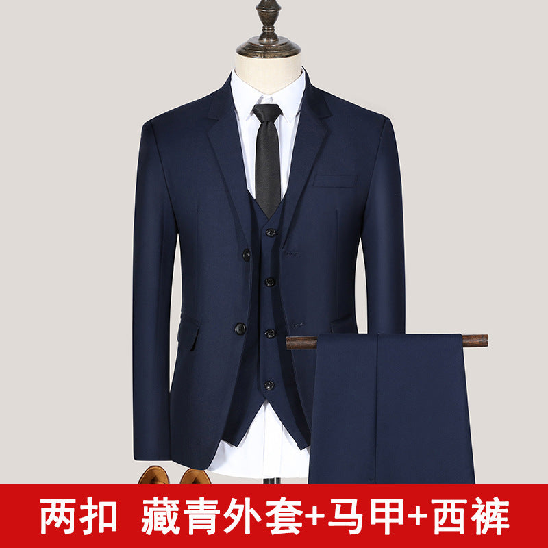 Spring and Summer Youth Slim Fit Suit Suit Men's Suit Men's Suits Three-Piece Wedding Dress Best Man Group Clothes