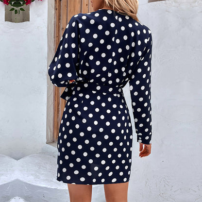 LOVECCR New  2025 foreign trade women's clothing Hot autumn new one-piece long-sleeved polka dot dress