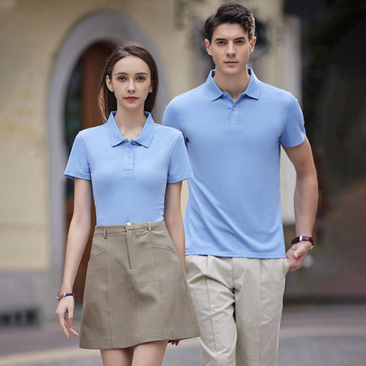 Mulberry Silk Cellucotton Short-Sleeved Polo Shirt Men's and Women's Same High-End Lapel Shirt Work T-shirt Professional Work Clothes