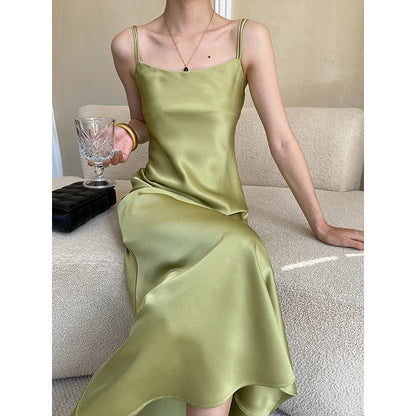 Sinan Chic New Chinese Style Ribbon Design  Satin Glossy Drape Dress Sn3333