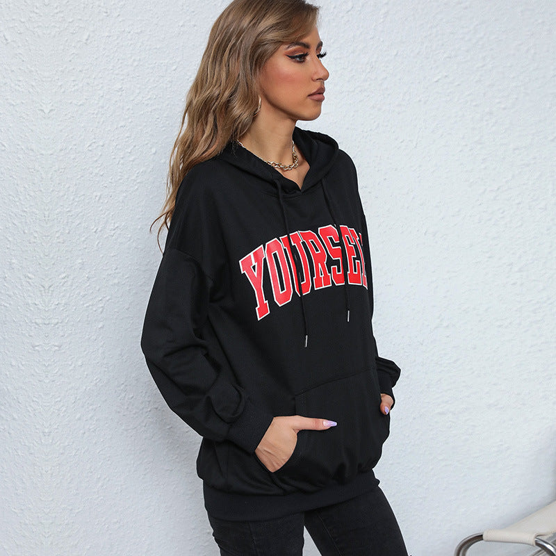 LOVECCR popular autumn new 2025 women's clothing college style hooded letter sweater  New Popular trade hoodie