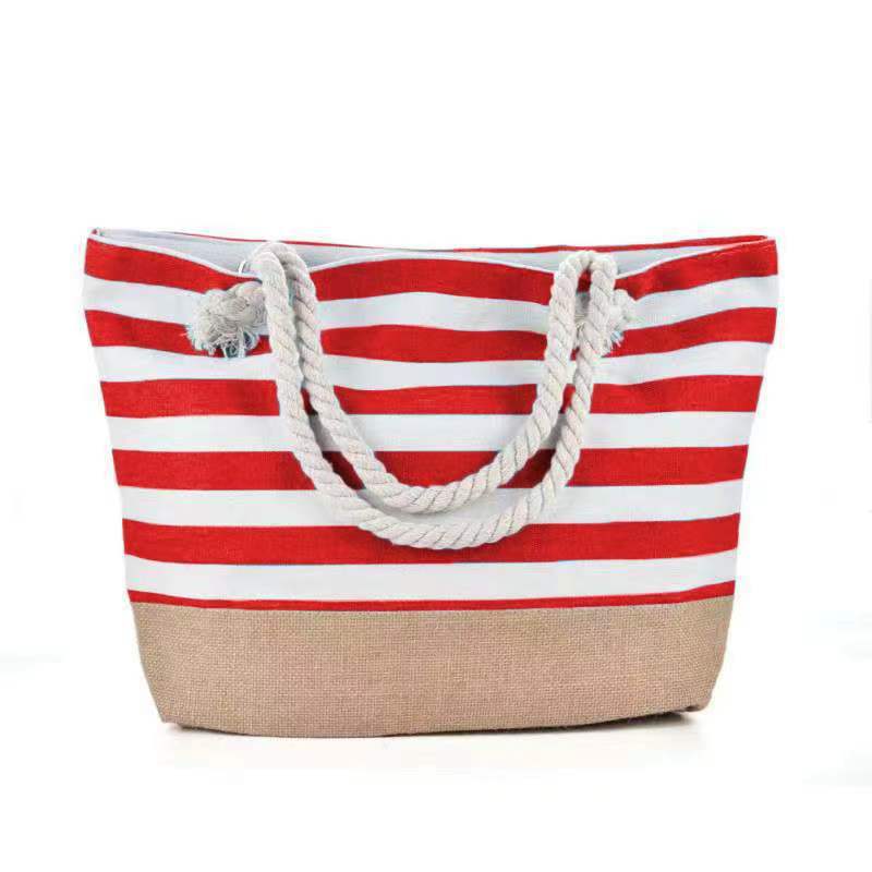 loveccr Cross-Border  Underarm Bag Women's Shoulder Bag Casual Messenger Bag Large Capacity Canvas Bag New Striped Beach Bag