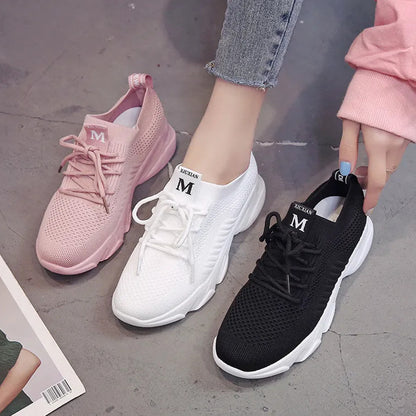 loveccr New Fashion Fly-Kit Mesh Women's Sneaker Women's Fashion Korean Casual Shoes Foreign Trade Wholesale Stall Wholesale Shoes