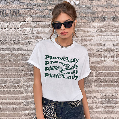 LOVECCR new popular summer 2025 Popular trade women's clothing crew neck letter printed top Guangzhou short-sleeved t-shirt