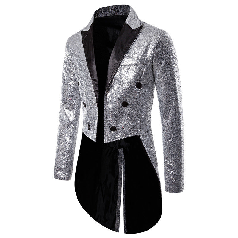 LOVECCR   Cross-Border Foreign Trade Men's Suit Swallowtail Banquet Nightclub Performance Sequin Fashion Design Men's Jacket