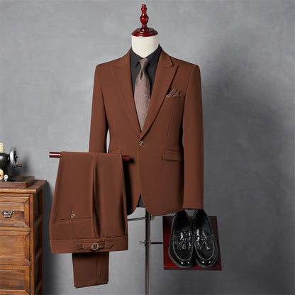 LOVECCR   Suit Suit Men's Three-Piece Suit Trendy Korean Slim Fit Business Casual Small Suit Coat Groom Wedding Suit