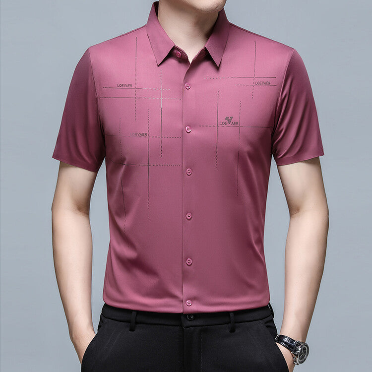 Summer New TikTok Same Style Men's Short-Sleeved Shirt Business Seamless Shirt