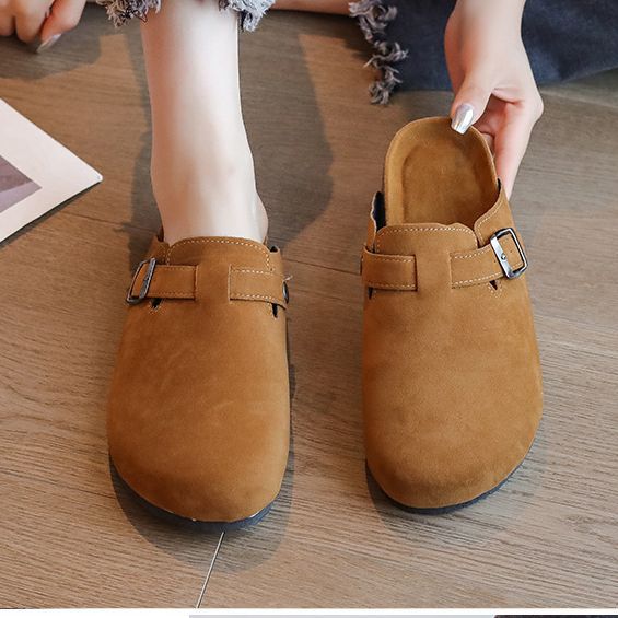 Korean Style Thick Bottom Boken Outerwear Toe Box Women's Shoes Autumn  Retro New Slip-on Fashion Casual Slippers