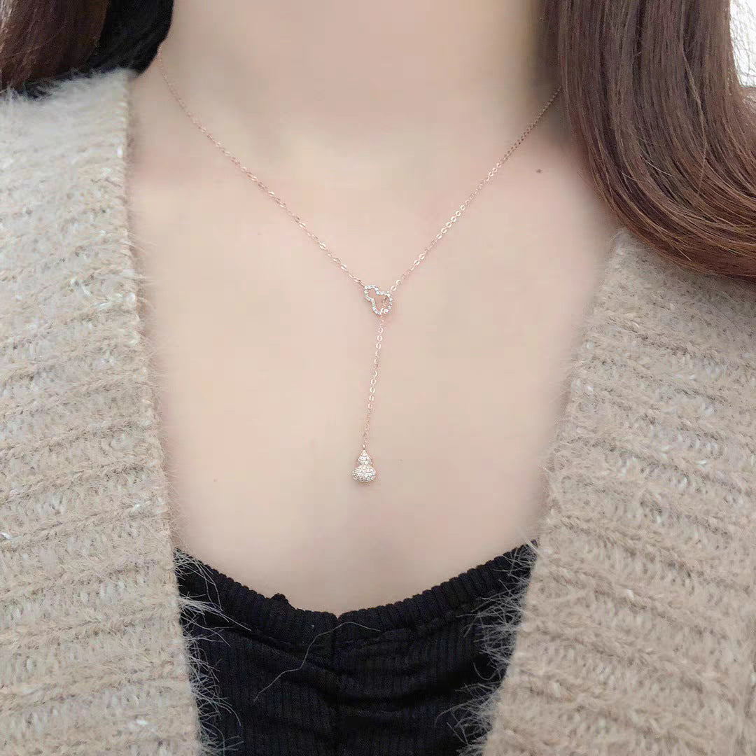 Light Luxury Minority Design Sense Calabash Pendent Necklace for Women  New Simple and Versatile Clavicle Chain Neck Chain Accessories