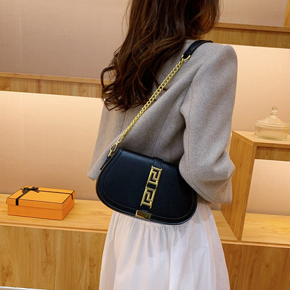 loveccr New Underarm Saddle Bag Women's Fashion All-Match Chain Bag Special Interest Light Luxury Commuter Shoulder Messenger Bag