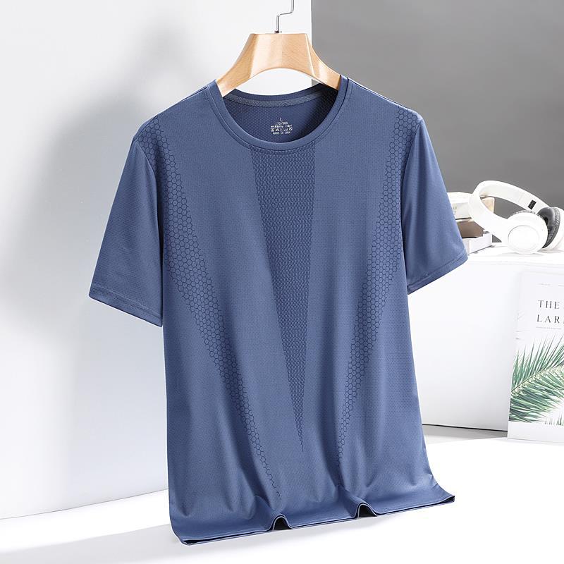 Daddy's Short Sleeve T-shirt Men's  New Ice Silk Slip Loose Breathable Summer Thin T-shirt for Middle-Aged and Elderly People