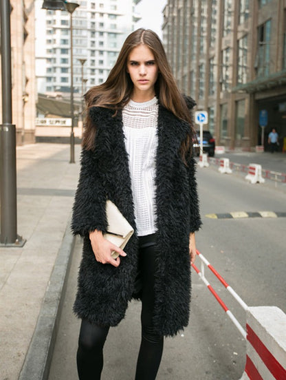 LOVECCR winter new lamb wool coat women's Hot lapel woolen medium and long coat cotton coat