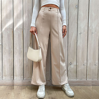 LOVECCR Hot new autumn 2025 women's clothing  foreign trade casual trousers foreign trade splicing commuter style wide-leg trousers